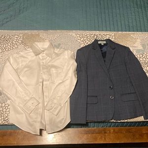 Size 7 Class Club Navy Suit Jacket and White collared button up dress shirt